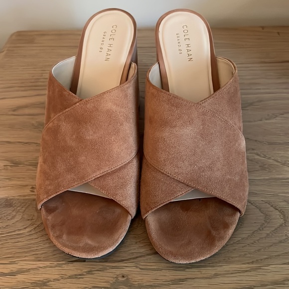 Cole Haan tan suede cross sandals - Picture 2 of 6